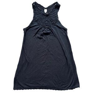BCBG Max Azria Black Sleeveless Crochet Yoke Tank Dress Medium